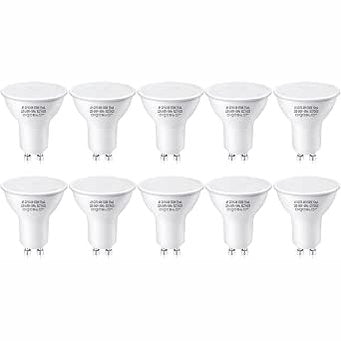 277572 - AIGOSTAR Llampa LED GU10, E bardhë e ftohtë 6500K, Ekuivalente me dritë halogjene 47W, Llampa LED 4W 320 lm, Llampa kursimi energjie me rreze 100° të gjerë, Pako me 10 copë