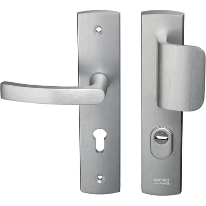 164326 - BRICARD - Set Dorezash të Mbrojtura në Pllakë EMUST, Mështetëse + Krah për Derën e Hyrjes (për Cilindër Evropian), Material: Çelik Inox, Modeli: 9920051