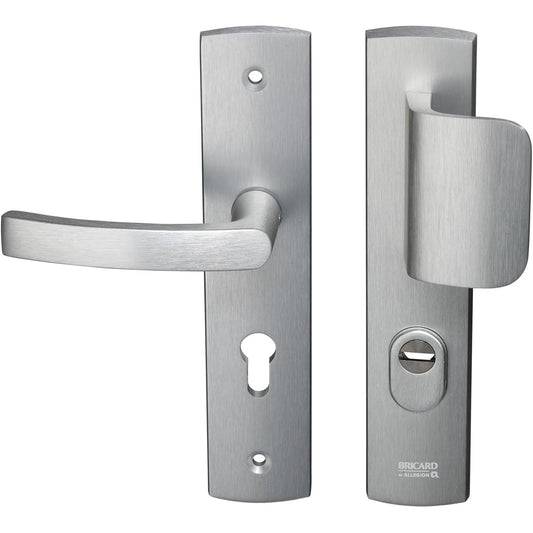 164326 - BRICARD - Set Dorezash të Mbrojtura në Pllakë EMUST, Mështetëse + Krah për Derën e Hyrjes (për Cilindër Evropian), Material: Çelik Inox, Modeli: 9920051