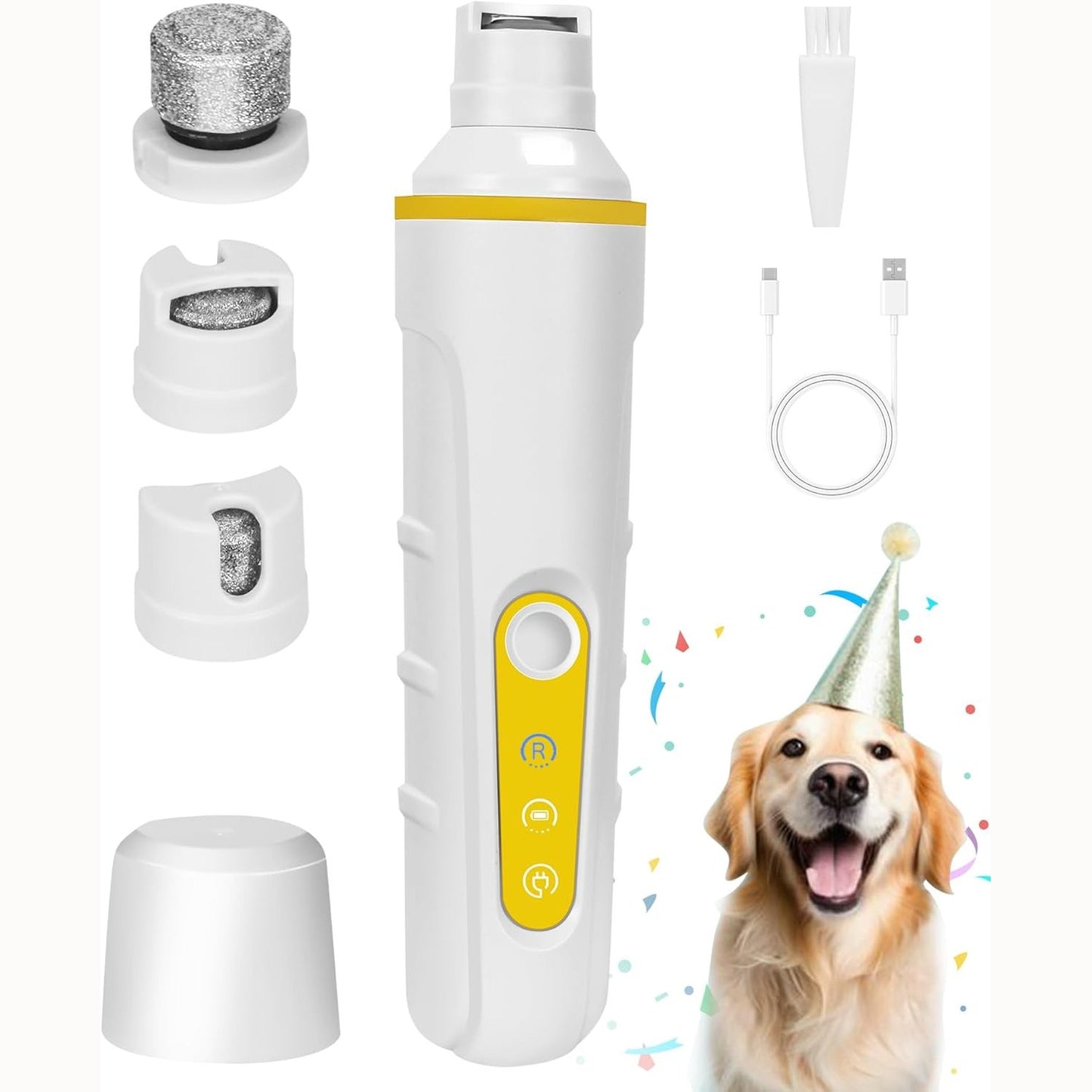 237080 - FURBONA Grimcues thonjsh për qen me dritë LED të përforcuar – super i qetë, 2 shpejtësi, i rikarikueshëm USB-C, ekran inteligjent LED, 3 opsione bluarjeje, për qen, macet dhe të gjitha madhësitë e kafshëve shtëpiake
