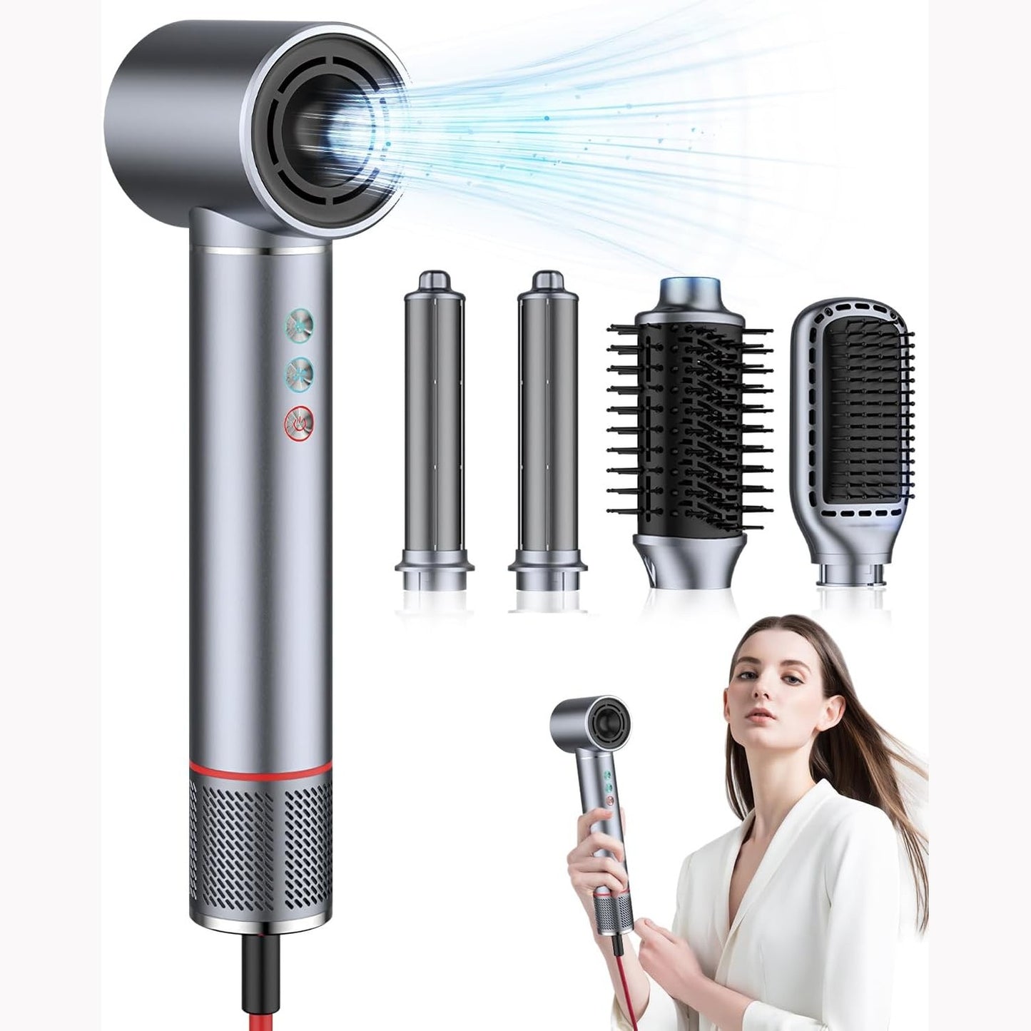 315848 - AIRSTYLER Pastrues flokësh 5 në 1, Tharëse flokësh me jone negative, Furçë drejtimi, Hekur kaçurrelash me ajër rrotullues