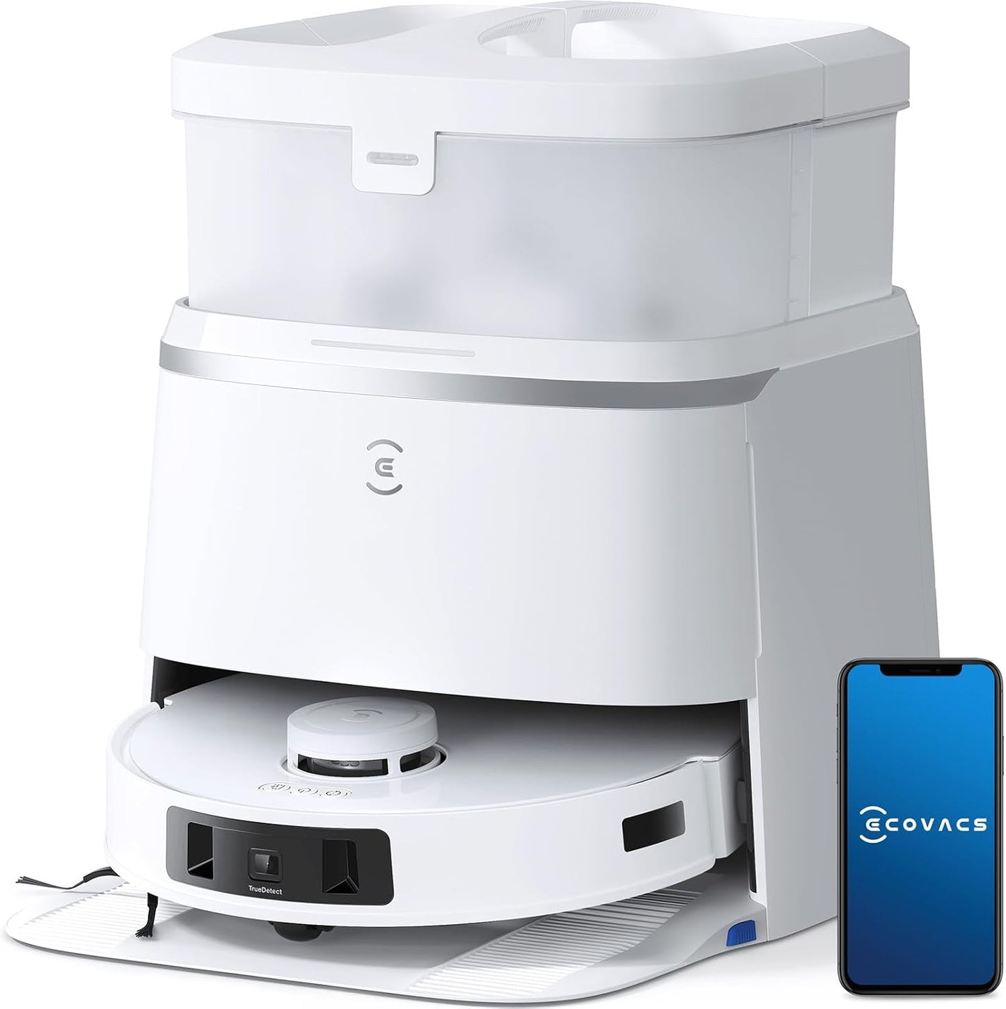 71010 - ECOVACS DEEBOT T30 PRO OMNI - Fshesë Robotike me Korrent për Dysheme, me Stacion Mini të Vetëpastrimit, Pastrim Adaptiv i Skajeve TruEdge, Furçë Kundër Ngatërresave, Fuqi Thithje 11000 PA, Larje me Ujë të Nxehtë 70℃