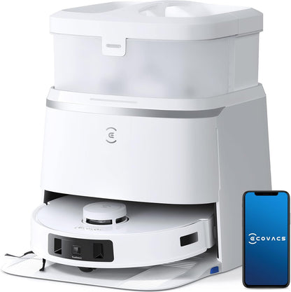 71010 - ECOVACS DEEBOT T30 PRO OMNI - Fshesë Robotike me Korrent për Dysheme, me Stacion Mini të Vetëpastrimit, Pastrim Adaptiv i Skajeve TruEdge, Furçë Kundër Ngatërresave, Fuqi Thithje 11000 PA, Larje me Ujë të Nxehtë 70℃