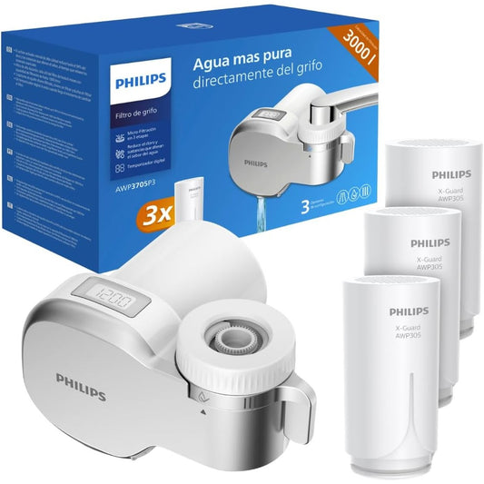 135275 - PHILIPS Filtër uji AWP3705P3/10 me MIKROFILTRIM, EKRAN DIXHITALE dhe 3 fishekë zëvendësues, kapacitet filtrimi 1000 L