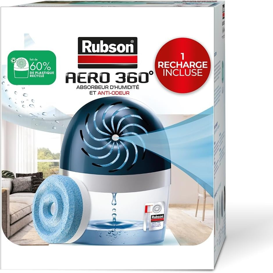 293638 - RUBSON Thithës Lagështie Aero 360° për dhoma deri në 20 m², Eliminues Erërash dhe Myku, 1 x Mbushje Neutrale 450g e Përfshirë