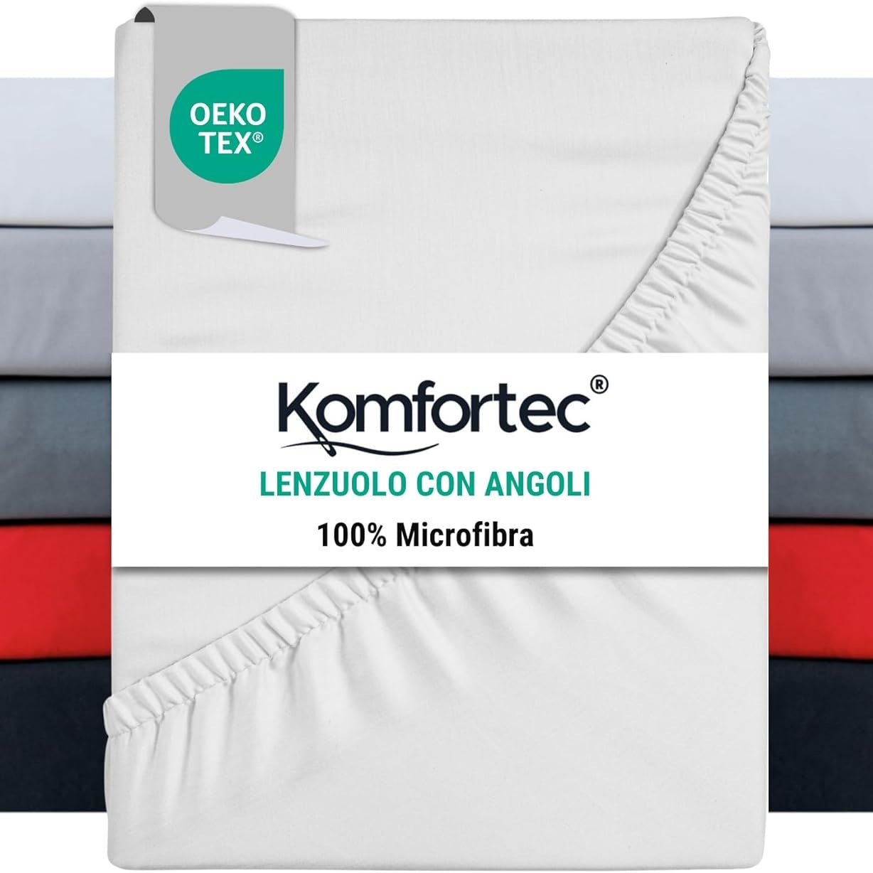 263670 - KOMFORTEC - Çarçaf me Ngjitje për Shtrat 90x200 cm, Mikrofibër i Butë 90 g/m², Xhep 30 cm, Çarçaf me Elastik përreth, I Bardhë