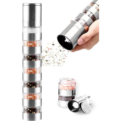 223452 - ZOLMER® Mulli Modular për Kripë dhe Piper 2 në 1 me 7 Dhoma, Mulli për Erëza prej Çeliku Inoks, Rimbushshëm