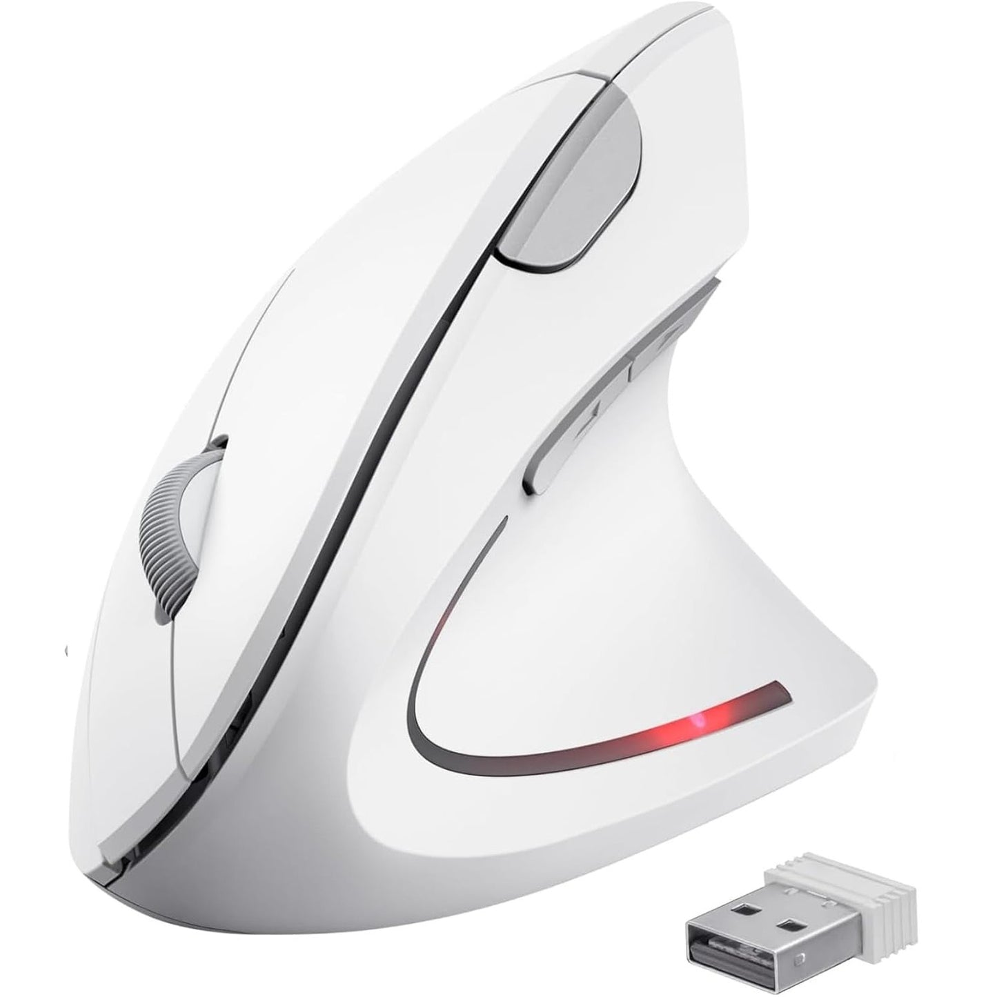 266421 - Trust Maus vertikal pa tel Verto, ergonomik, 800-1600 DPI, 6 butona, PC, laptop, Mac, bateri të përfshira - e bardhë