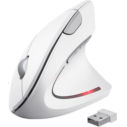 266421 - Trust Maus vertikal pa tel Verto, ergonomik, 800-1600 DPI, 6 butona, PC, laptop, Mac, bateri të përfshira - e bardhë