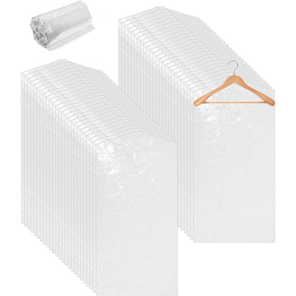 257811 - TOAREN 50 copë çanta rrobash transparente 60x120cm, plastikë rezistente ndaj pluhurit për xhaketa, fustane, këmisha