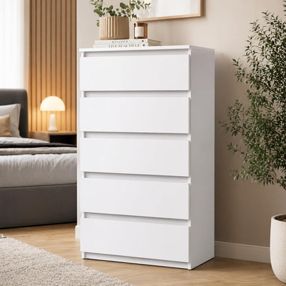 265031 - vidaXL Komodë me 5 Sirtarë e Bardhë Mat 60 cm prej Druri të Inxhinieruar