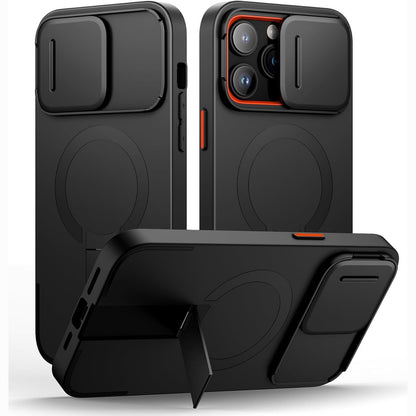 268578 - SURITCH Mbështjellëse magnetike për iPhone 14 Pro Max, Rezistente ndaj goditjeve dhe gërvishtjeve, Mbulesë kamere rrëshqitëse, Mbështetje e rregullueshme (e zezë)