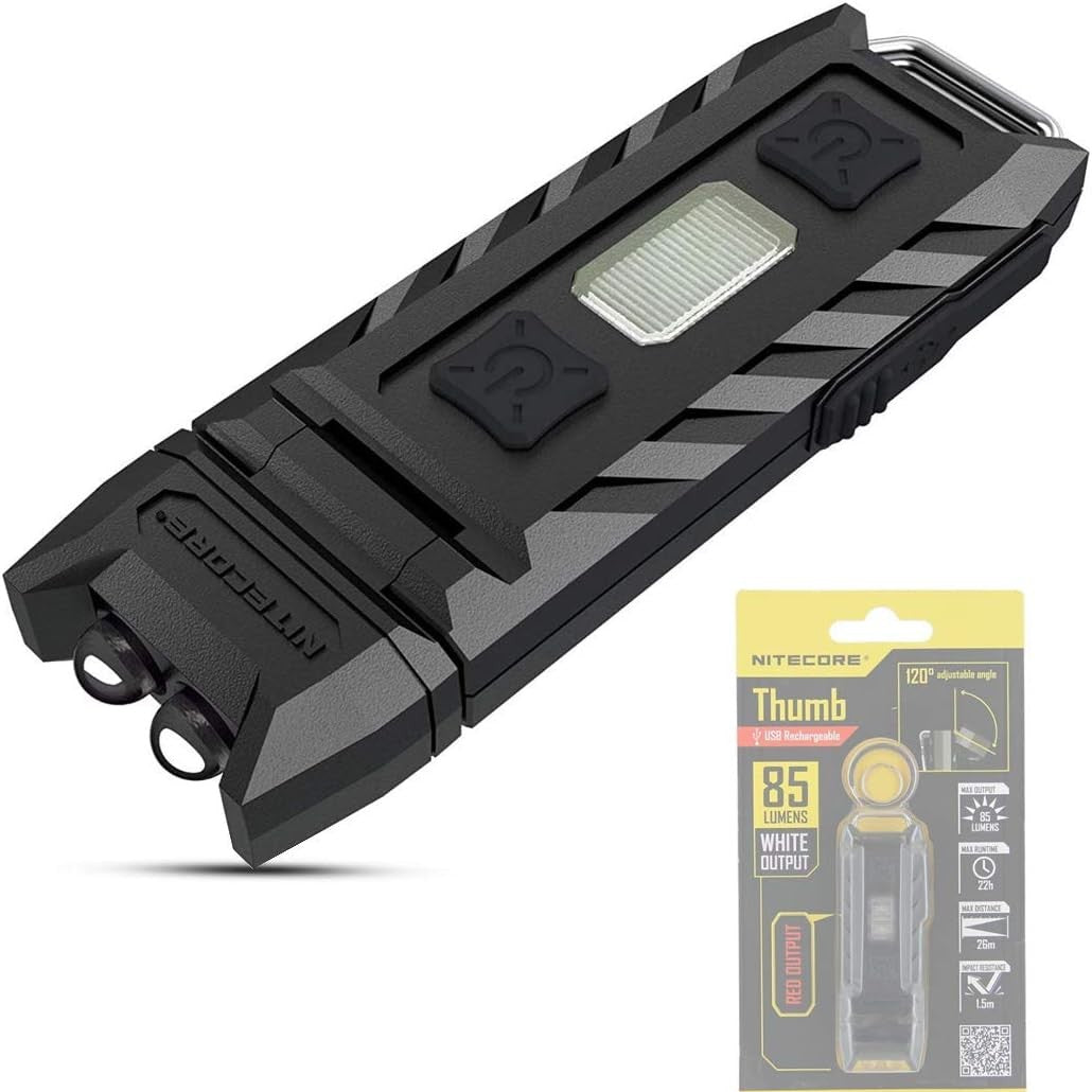 251992 - NITECORE Varëse çelësash Thumb Mini, 85 Lumen, USB e rikarikueshme me kokë të lëvizshme, e zezë