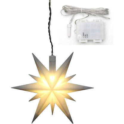 210167 - YLLI I KRISHTLINDJEVE plastik i bardhë, i përshtatshëm për përdorim të brendshëm dhe të jashtëm, me ndriçim LED dhe kohëmatës 6-orësh, funksionon me bateri. Përmasat: 13.5 x 5.5 x 12 cm.