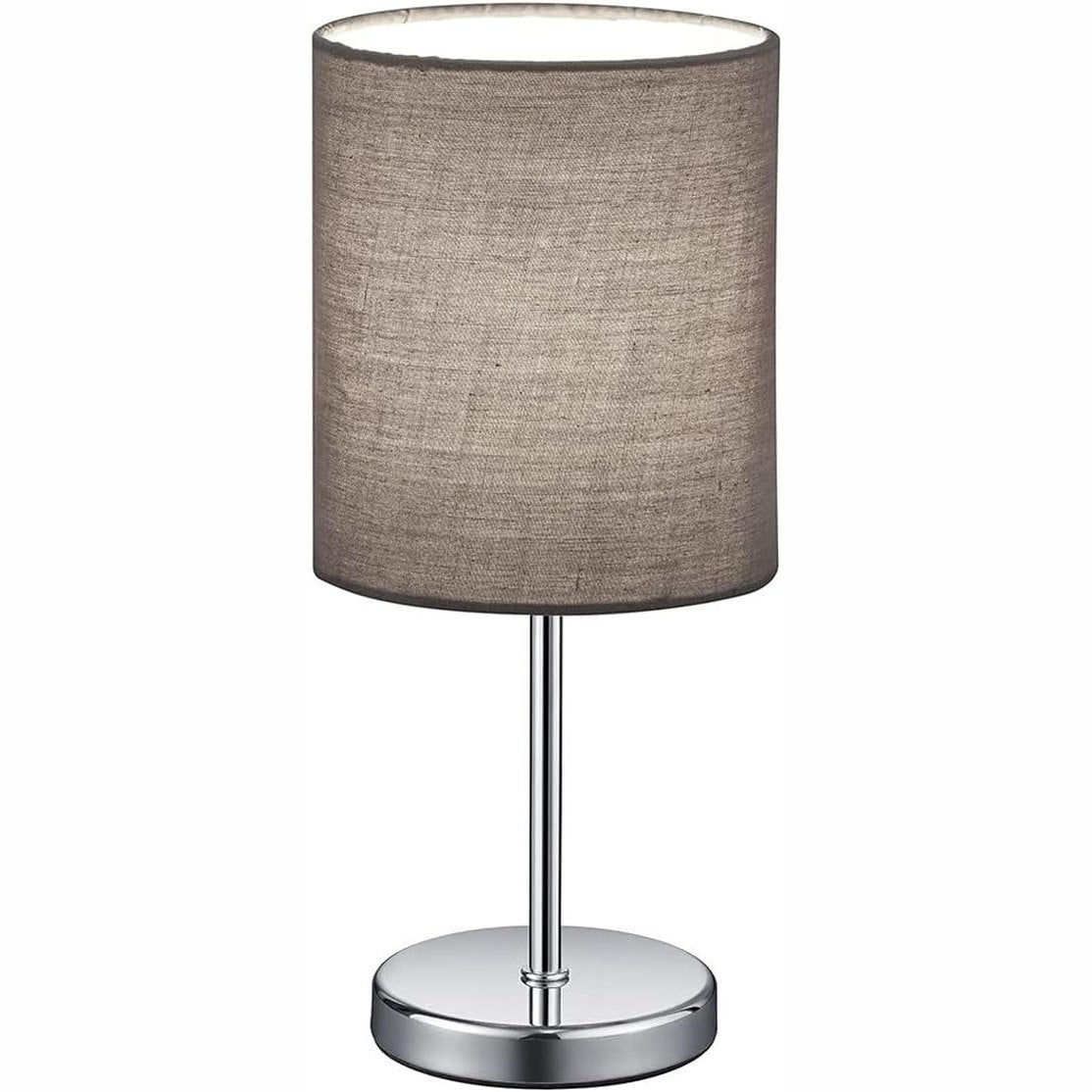 263165 - REALITY LEUCHTEN Llambë tavoline Jerry R50491011, metal nikel mat, hije prej pëlhure gri, pa 1 llambë E14