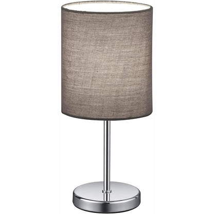 263165 - REALITY LEUCHTEN Llambë tavoline Jerry R50491011, metal nikel mat, hije prej pëlhure gri, pa 1 llambë E14