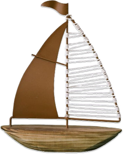 168918 - HEITMANN DECO - Anije me Vela, Material prej Guri dhe Druri, Dekorim Detar për Apartament dhe Shtëpi, Dimensione 23 x 7 x 34 cm, Ngjyrë Bezhë