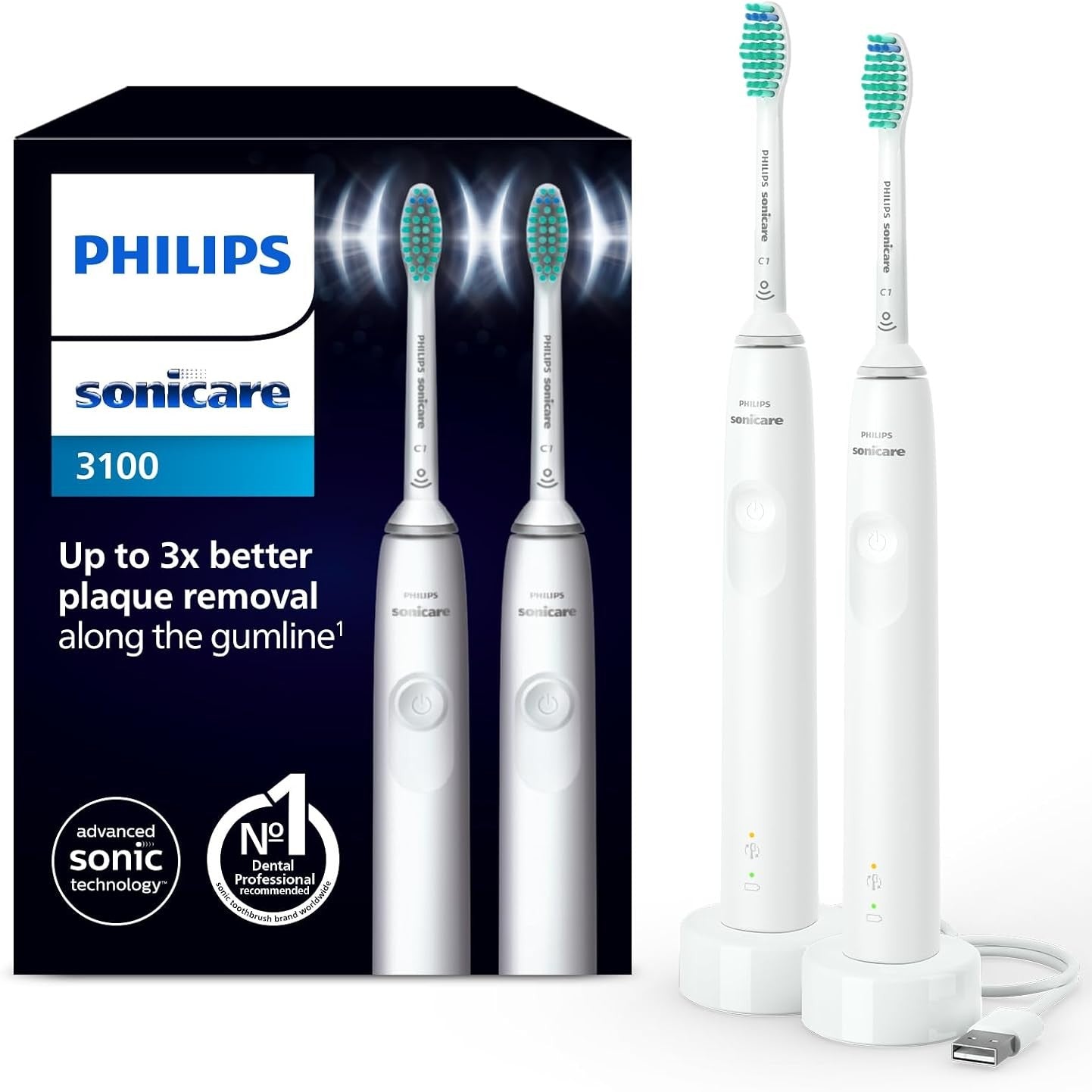 315371 - urçë dhëmbësh elektrike Sonicare Series 3100, Teknologji Sonic, e bardhë (modeli HX3675/13)