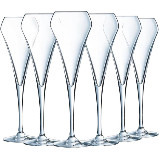 177259 - CHEF & SOMELIER - Seti i 6 Copave Flauta për Shampanjë Open Up, Prej Qelqi Kristali Krysta, Kapacitet 200ml, Qëndrueshmëri dhe Transparencë e Lartë - Ideale për Raste Festive