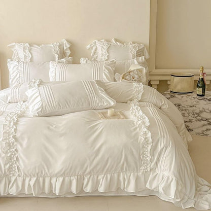 183469 - SEDEFEN - Set çarçafësh jorgani Lotus Leaf 220x240cm + 2 mbulesa jastëku 65x65cm, romantike për 2 persona, me rrudha dhe zinxhir, për adoleshente vajza të rritura