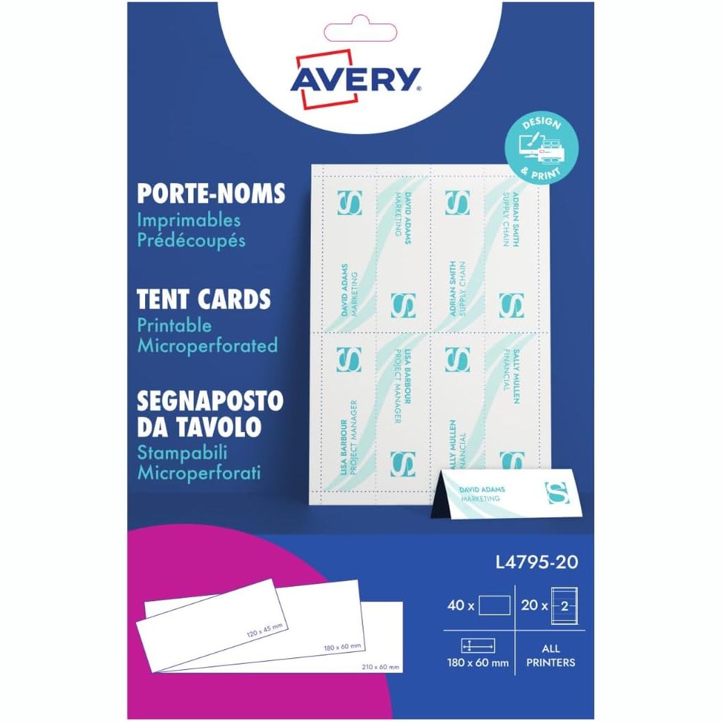 299824 - KARTË PËR PRINTIM PËR TENDË AVERY DENNISON L4795-20, 20 FLETË