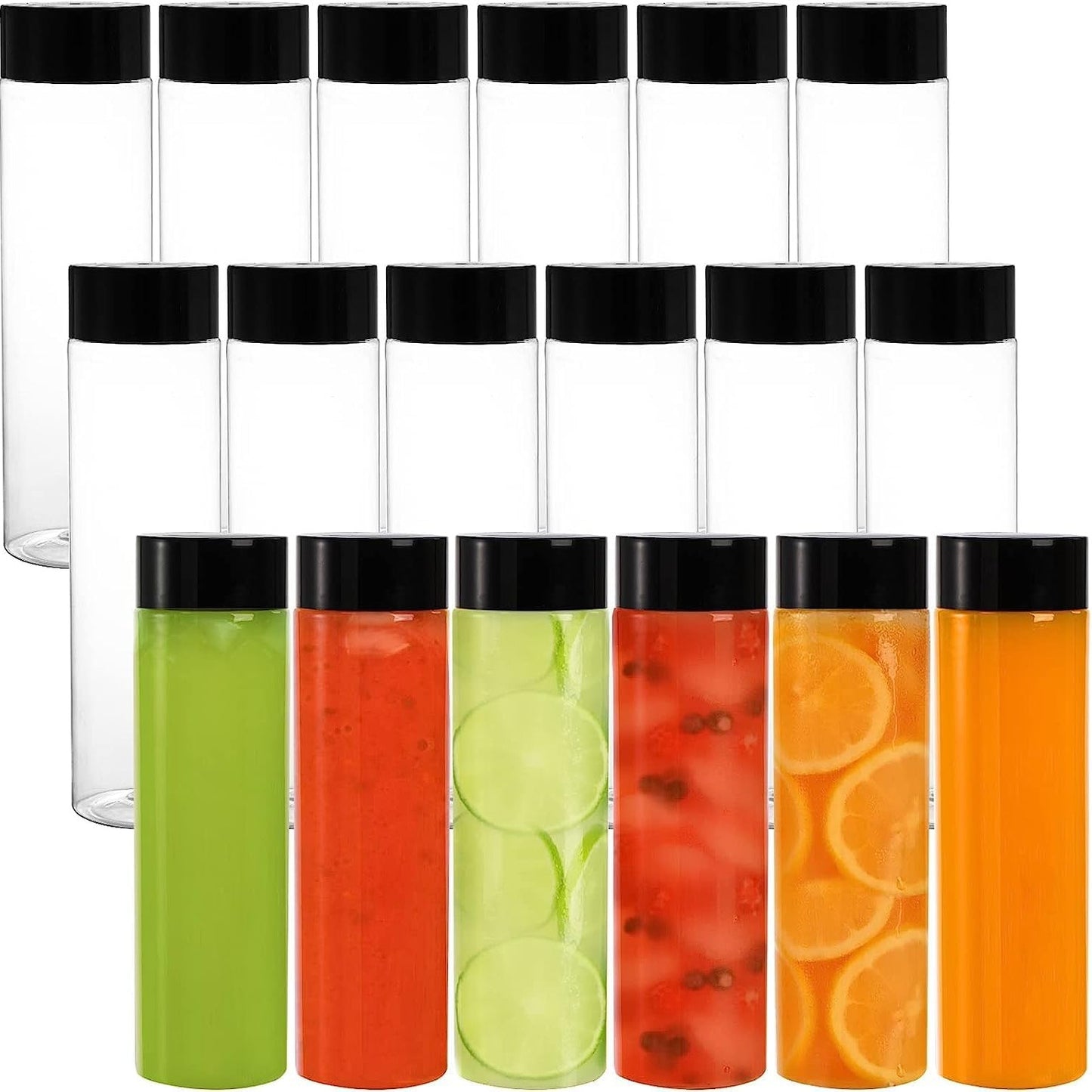 224535 - KAHEIGN 13 copë shishe lëngu plastike PET transparente, 400 ml me kapak për pije