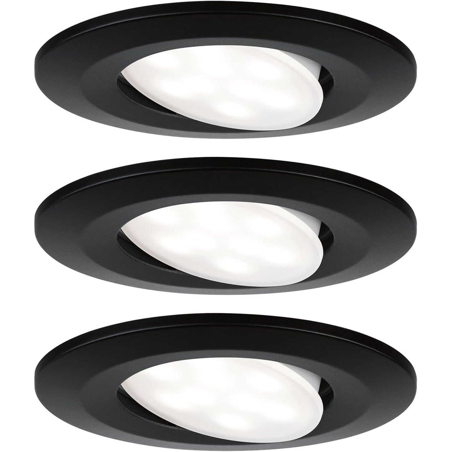 221617 - PAULMANN Llambë LED e Fundishme 99991 Calla Round Set me 3 pjesë, 3x6W IP65 e Bardhë Neutrale, me Spot të Fundishëm, Ngjyrë e Zezë Mat, Rrotulluese, Llambë Plastike e Fundishme 4000K