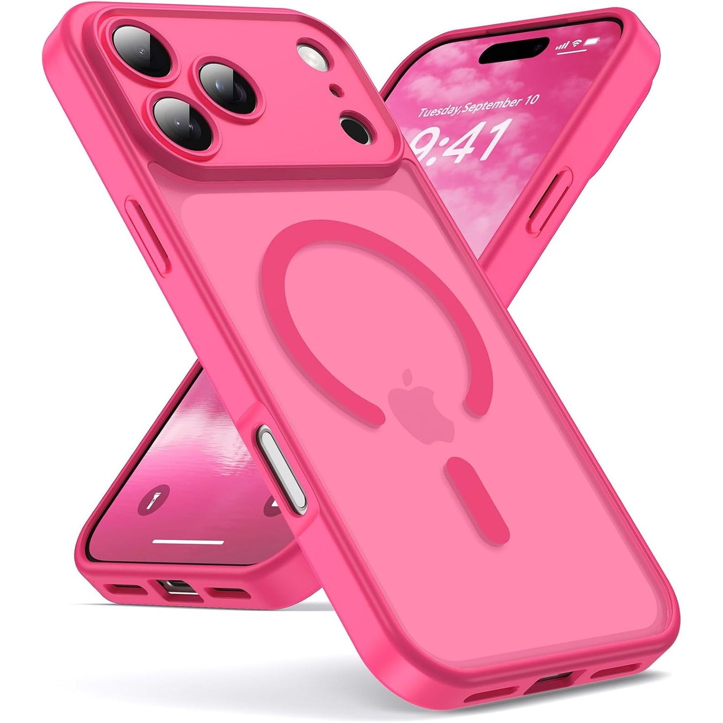 269005 - Oududianzi Mbulesë për iPhone 17 Pro, Silikoni TPU të tejdukshme mat për PC, Mbrojtëse ndaj Kamerës, Rezistente ndaj Gërvishtjeve, E Kuqe Rozë