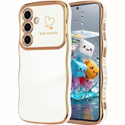 300080 - CASELOVER – Mbulesë Telefoni për Samsung Galaxy A55 5G, mbulesë në formë zemre, TPU prej silikoni, mbrojtëse për kamerën, e bardhë