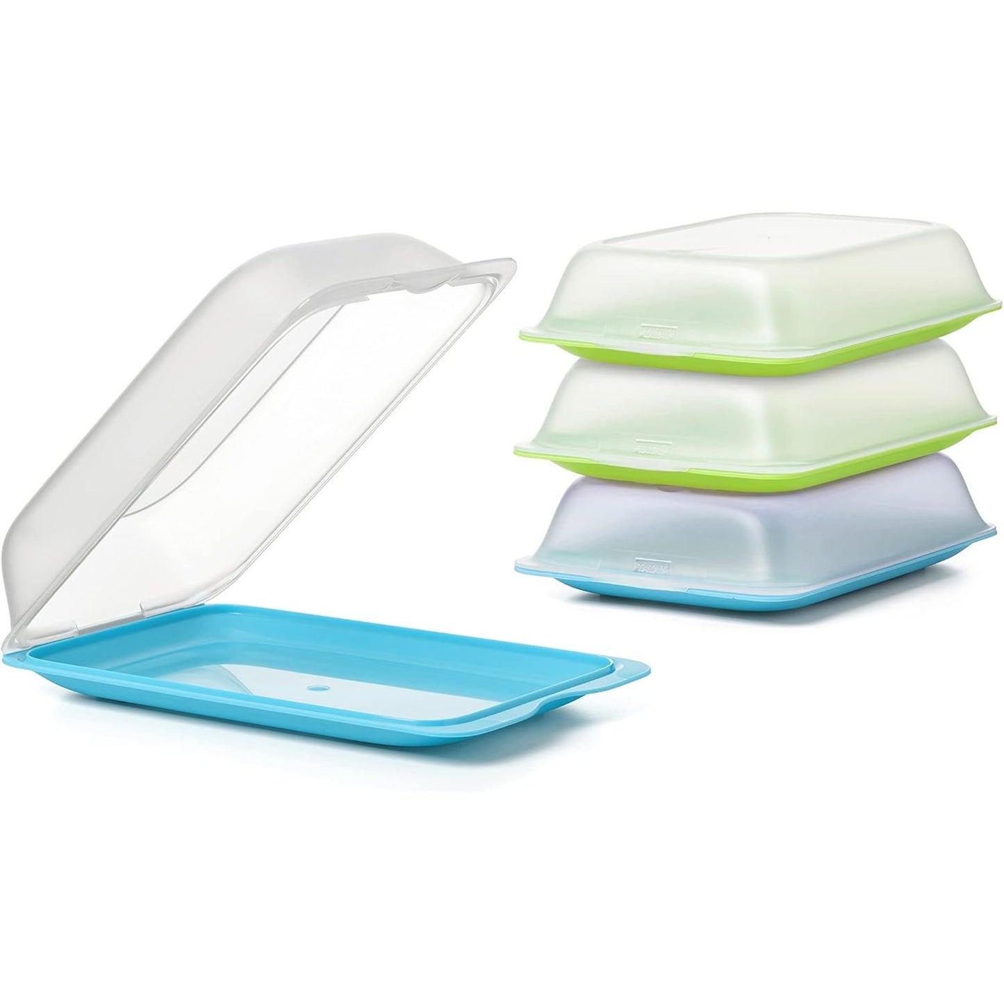 228752 - TATAY Enë Deli për Frigorifer, Set prej 4 Maxi, 17x6.2x25.2 cm, Pa BPA, Blu, Jeshile Limoni