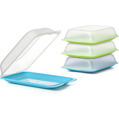 228752 - TATAY Enë Deli për Frigorifer, Set prej 4 Maxi, 17x6.2x25.2 cm, Pa BPA, Blu, Jeshile Limoni