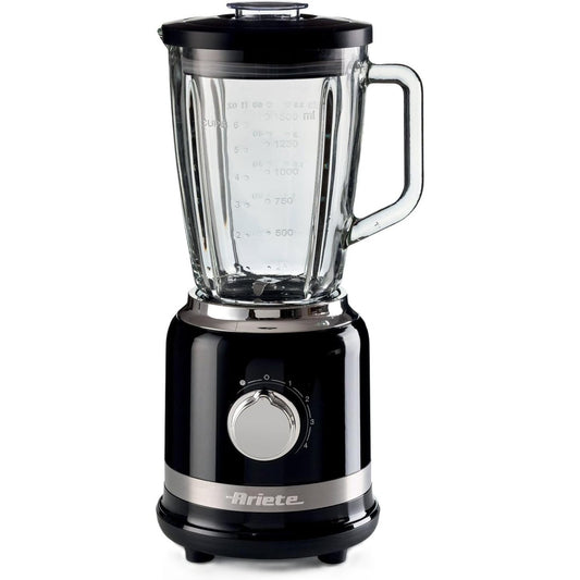 144339 - ARIETE Blender Modern 585, Fuqi 1000 W, Volumi 1.5 L, 4 Shpejtësi + Funksion Pulsi, Gotë Qelqi e Graduuar, 4 Tehe nga Çelik Inoks, Ngjyra e Zezë