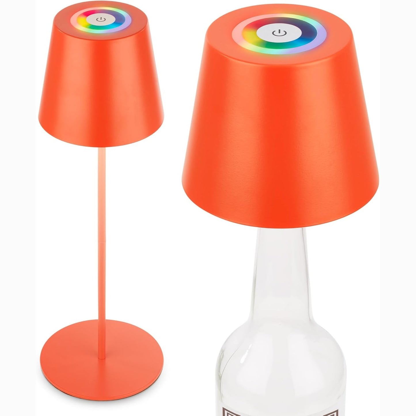224132 - BRILONER Llambë Tavoline LED Pa Tel RGBW 3-në-1 IP44 me Kontroll me Prekje, e Errësueshme, Bateri e Zëvendësueshme, 36 x 12 cm, Portokalli
