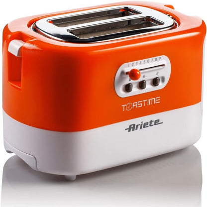 162441 - ARIETE 159 Toastime - Toster për 2 Feta Bukë me 9 Nivele Skuqjeje, 700V, Ngjyra e Bardhë dhe Portokalli