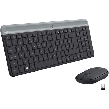 189104 - LOGITECH Kombinim i Tastierës dhe Mausit pa Tel MK470, Përshtatshmëri me Windows, 2.4 GHz me Marrës USB, Ultra i Hollë, Jetëgjatësi Baterie, Maus Optik, Tastierë Franceze AZERTY - Ngjyrë e Zezë