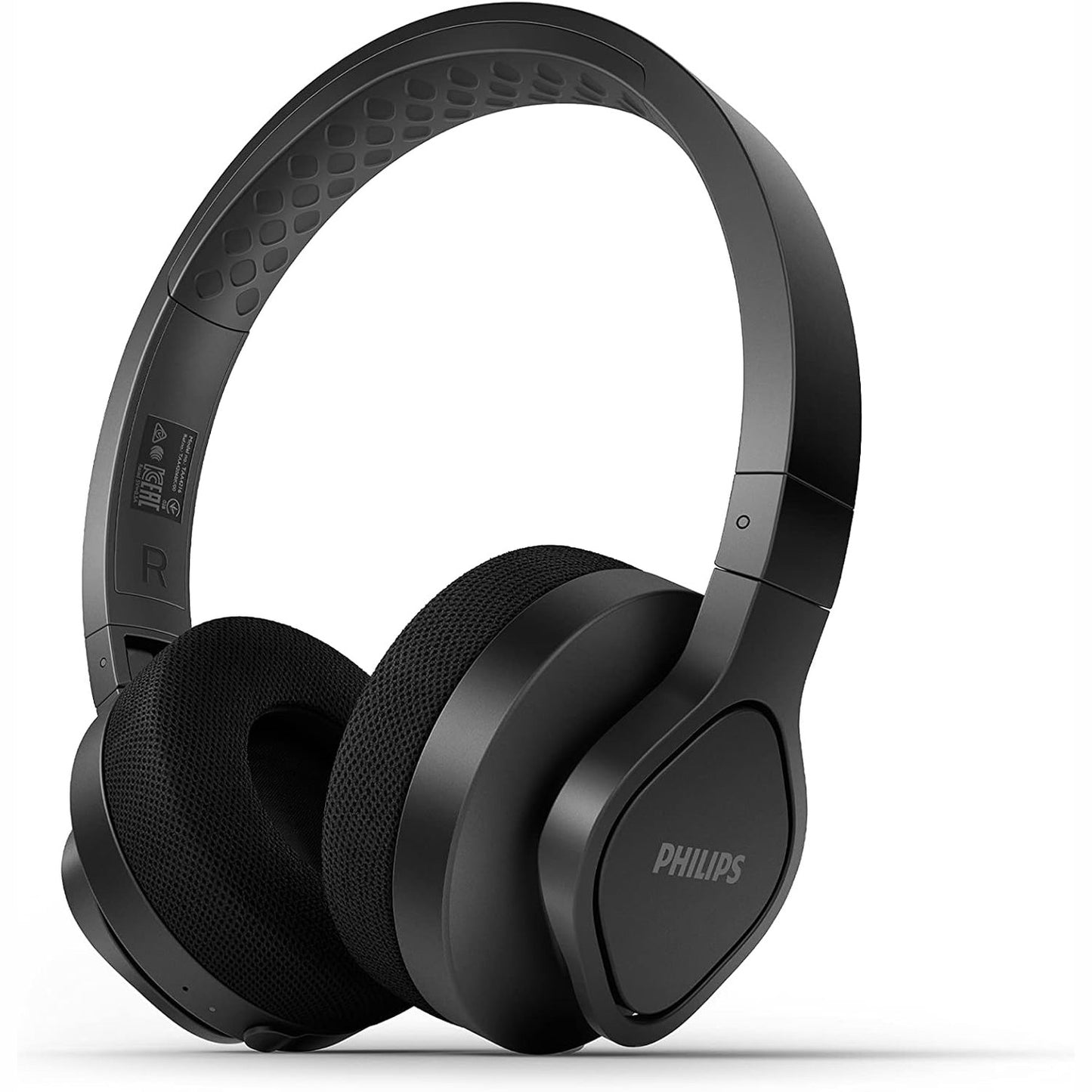 266512 - PHILIPS A4216BK/00, Kufje sportive pa tel, në vesh, altoparlantë 40 mm, 35 orë kohë loje, mbrojtje IP55, mbrojtëse veshësh që ftohen dhe lahen, të zeza, një madhësi.