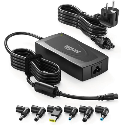 268249 - IGGUAL Karikues Universal për Laptop 150W - 6 Lidhëse DC, Adaptues AC/DC me Rregullim Automatik të Tensionit për Përputhshmëri Maksimale (HP, ASUS, Acer, etj.), Mbrojtje të Avancuara. (CUA-6T-150W)