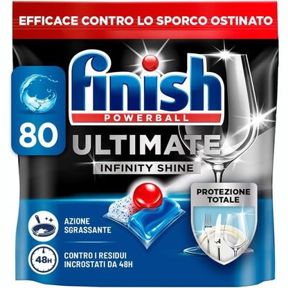 316607 - FINISH Tableta për lavastovilje Ultimate Infinity Shine - 80 kapsula, të pakrahasueshme kundër njollave kokëforta