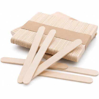 320708 - Set me 200 shkopinj akulloreje prej druri, spatula me gjuhë, për akullore, shkopinj dylli, punime shtëpiake, arte dhe zanate (9.3 x 1 cm O)
