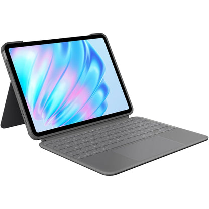 319341 - LOGITECH Kutia e tastierës Combo Touch për iPad Air 11 inç (M2, M3, M4), tastierë e shkëputshme me ndriçim prapa dhe mbështetëse, paraqitje gjermane QWERTZ - Gri