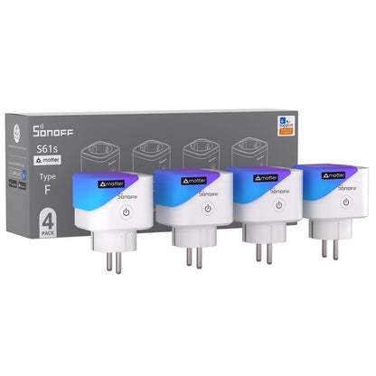293082 - SONOFF Priza Inteligjente S61s 16A/3840W, Kontroll me telekomandë dhe me zë, Monitorim energjie, I pajtueshëm me Alexa, Google dhe HomeKit, Paketë me 4 priza