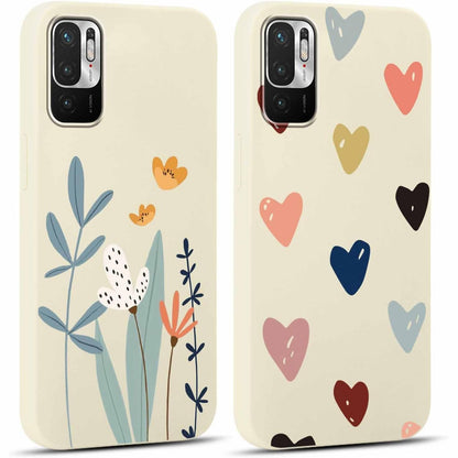 267089 - Yoedge Mbështjellëse telefoni 2 copë për Xiaomi Redmi Note 10 / Note 10T 5G, me motive lulesh transparente 6.5", silikon i butë, transparent, mbrojtës ndaj goditjeve