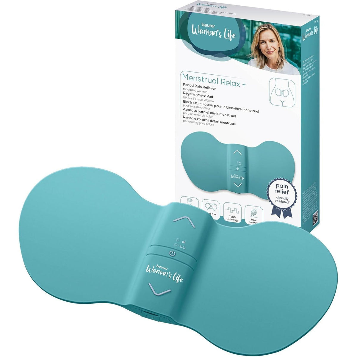 315615 - BEURER EM 55 Menstrual Relax+, për lehtësimin e dhimbjeve menstruale, funksion TENS dhe ngrohjeje, bateri e rikarikueshme, sipërfaqe ngrohëse e madhe, ngjyrë bruz