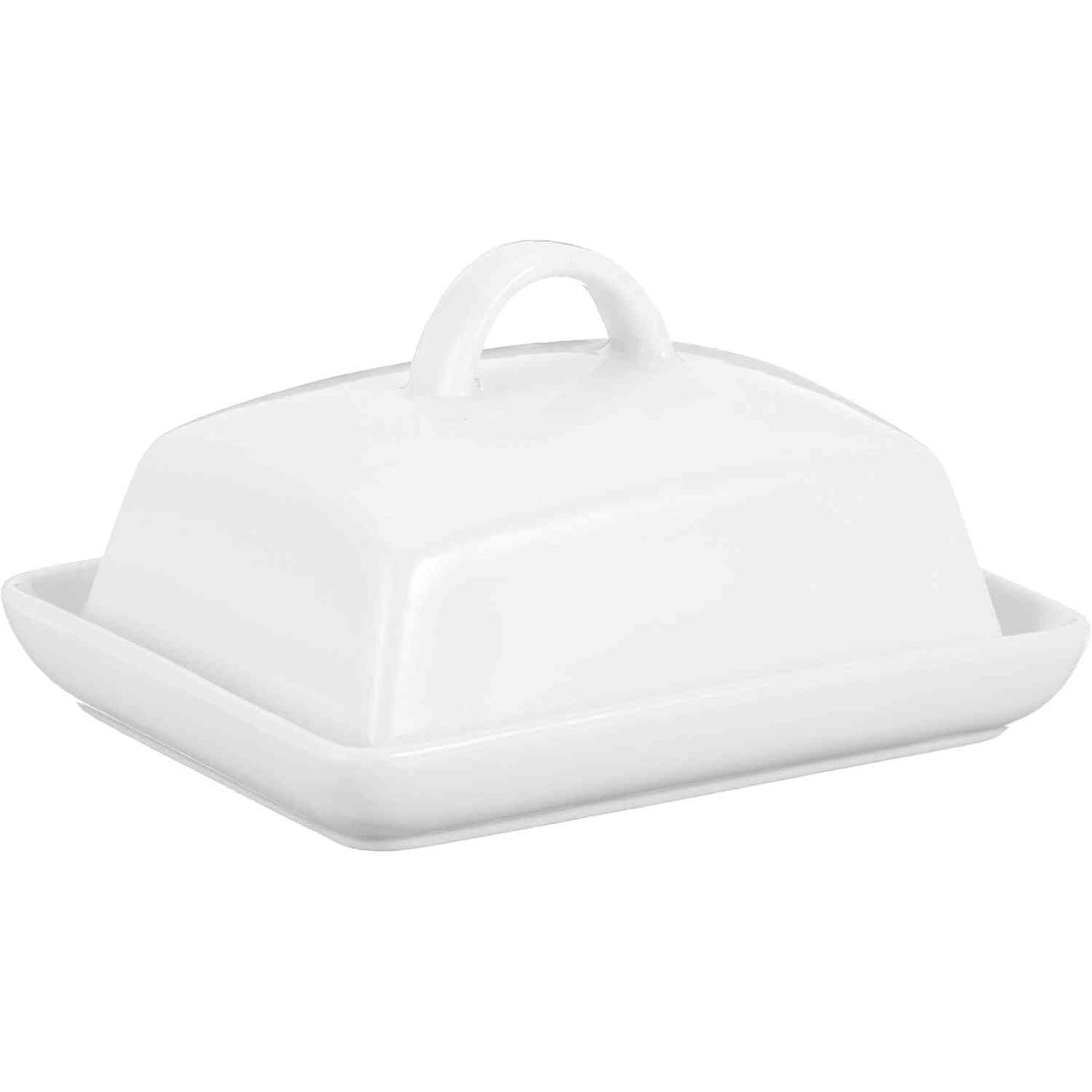 185810 - AXENTIA 811175 Enë Porcelani për Gjalpë, Kapaciteti 250g, për Shtëpi dhe Kuzhinë, me Kapak dhe Dorezë, Ngjyra e Bardhë, Madhësi 16 x 8 x 13 cm