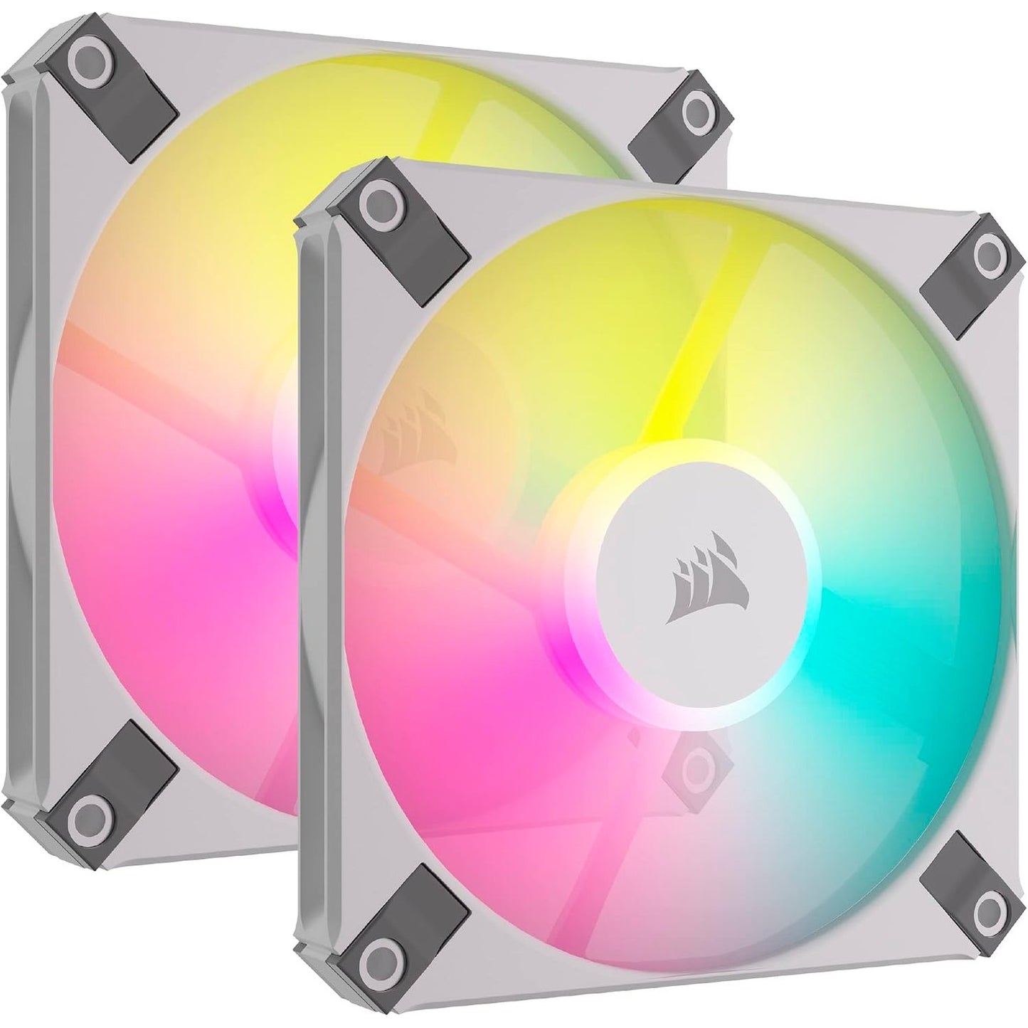 266447 - CORSAIR AF120 RGB SLIM, Kit Ventilatori PWM 120 mm me Kushineta Dinamike - Profil i Hollë për Kuti të Vogla - Deri në 2000 RPM - 8 LED RGB të Adresueshme - Pako Binjake me Nyje Ndriçimi CORE - E Zezë