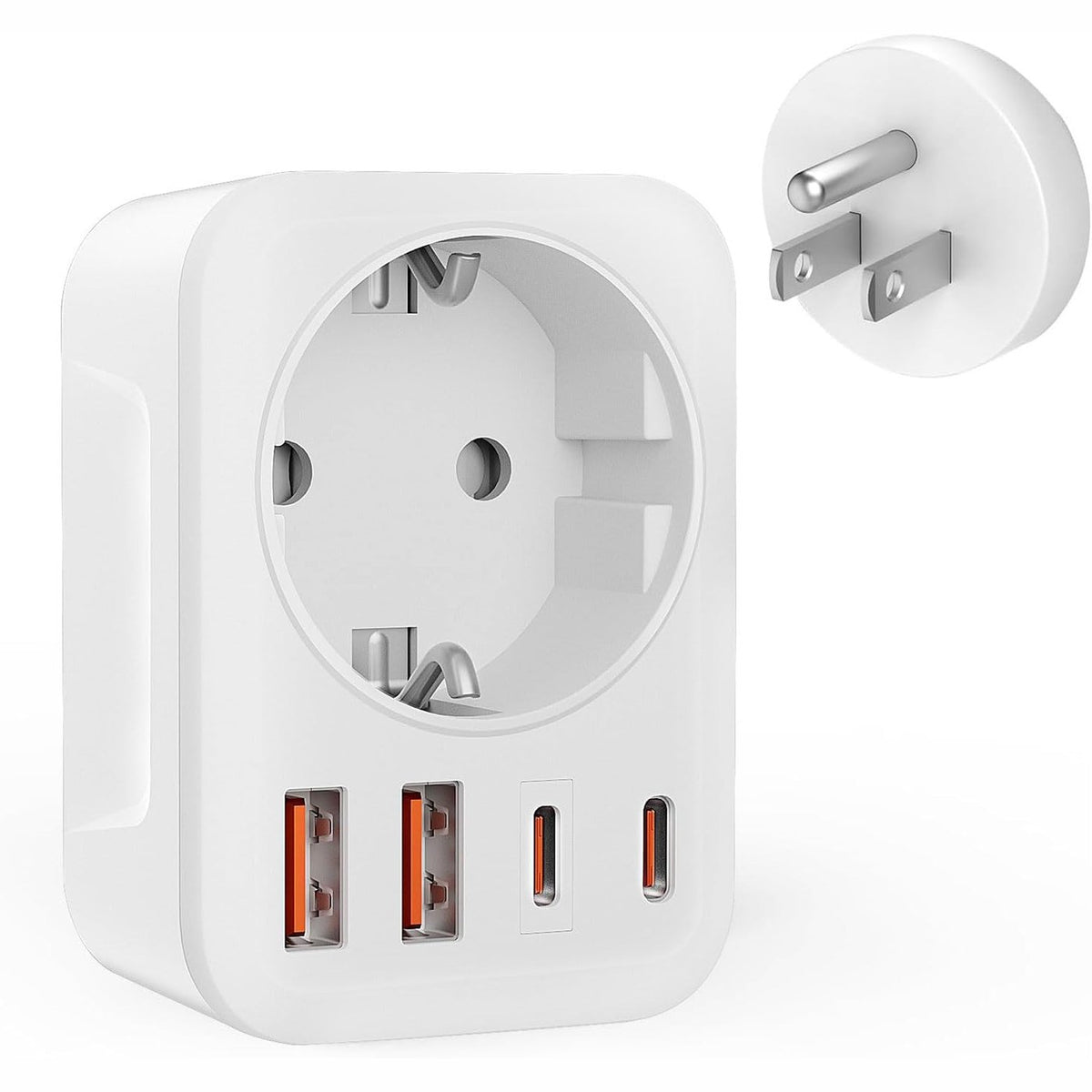 310555 - PËRSHTATËS CLOMNPE 5-NË-1 PËR SPINËN SHBA ME 2 PORTA USB-A DHE 2 PORTA TYPE-C DHE 1 PËR BE, PËRSHTATËS FRANCE-SHBA, PËRSHTATËS SPINË AMERIKANE, KANADA MEKSIKË TAJLANDË, TIPI B