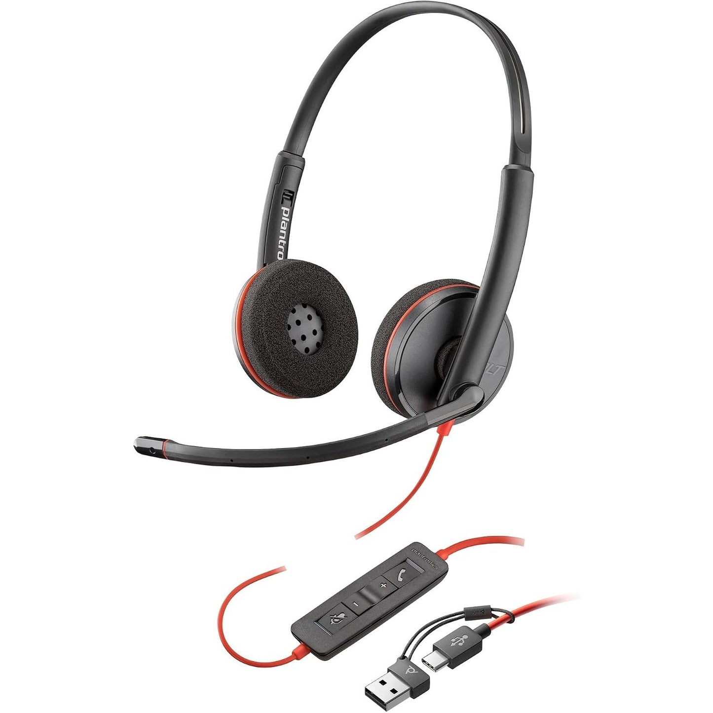 266261 - POLY BLACKWIRE 3220 | Kufje me Tel, Mikrofon me anulim zhurmash, Dizajn binaural, Lidhet me PC/Mac nëpërmjet USB-C ose USB-A, Funksionon me Teams, Zoom
