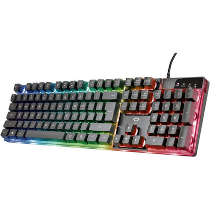 299670 - GXTRUST Tastierë me ndriçim prapa 835 Azor, QWERTY në spanjisht, Ndriçim LED, Tastierë lojërash me tel për Windows, Mac, PC, Laptop, E zezë