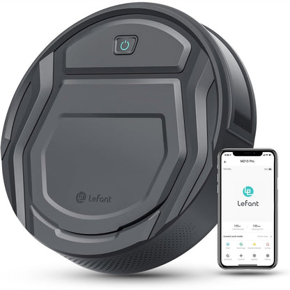 183072 - LEFANT, Fshesa Robotike e Hollë me WiFi/Bluetooth/Alexa/Aplikacion, M210P, Karikim Automatik, Kohëzgjatje Pune 120-Minuta, 6 Mënyra Pastrimi, Ideale për Qime Kafshësh Shtëpiake dhe Dysheme të Forta