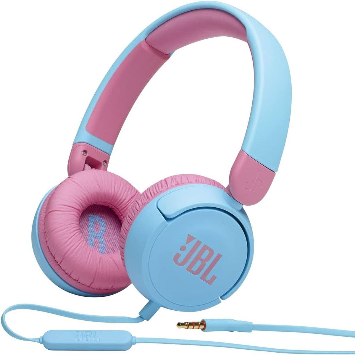 295266 - JBL Kufje për Fëmijë Jr310 On-Ear, Blu e Çelët-Rozë, Kufje me Tel dhe Telekomandë, Ideale për Shkollë dhe Argëtim